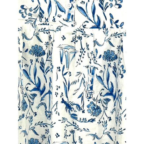 Kiel James Patrick Mini Dress Nautical Chinoiserie Cotton White Blue Size 12 N3 - Picture 10 of 12